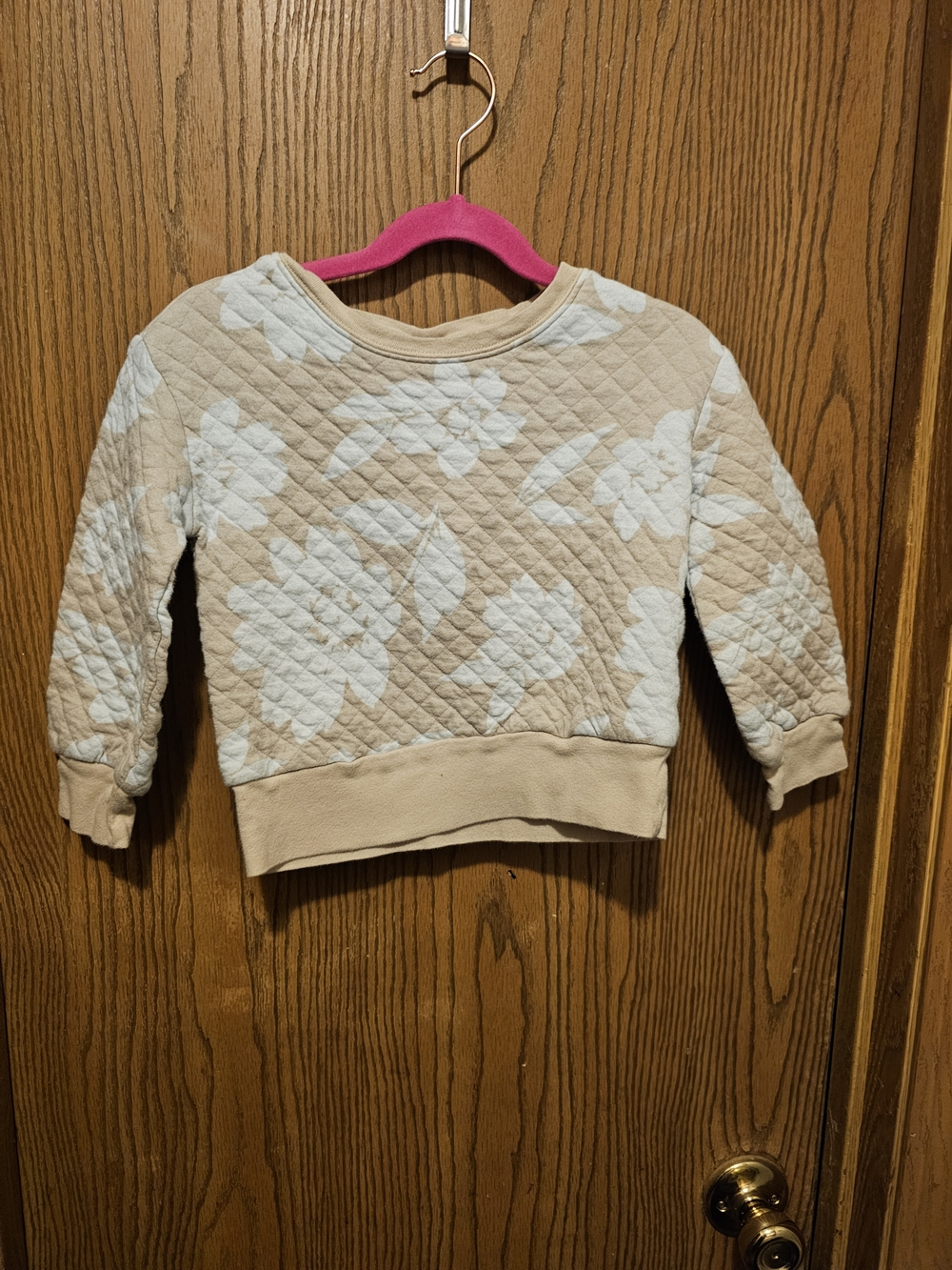 Carter's Beige Quilted Sweatshirt with White Floral Print